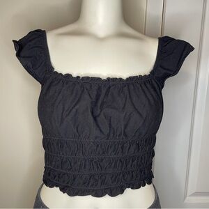 Miss Selfridge black jersey peasant top